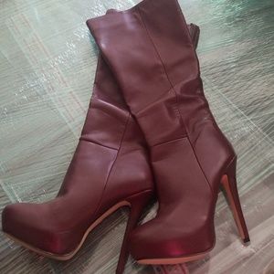 Sexy  and stylish knee high faux leather boots